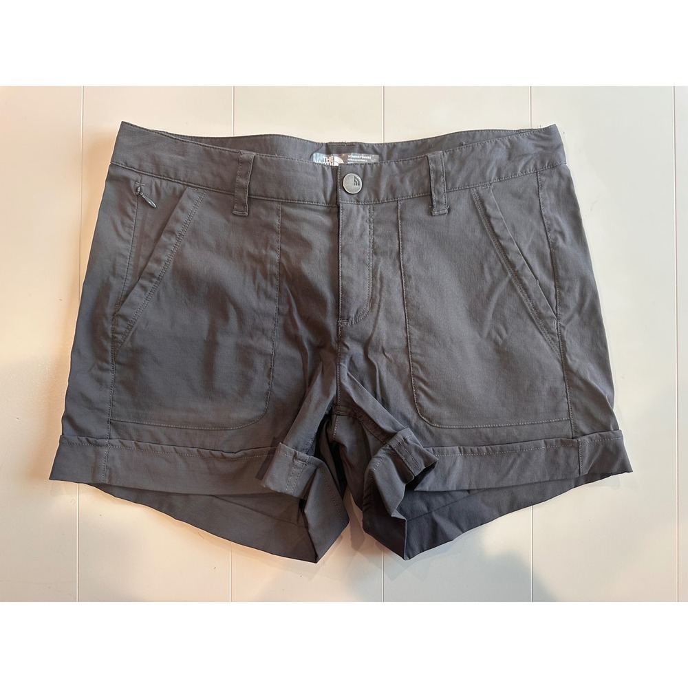 The North Face Chino Dark Gray Hiking Shorts Womens 8 Stretch Nylon Cuffed